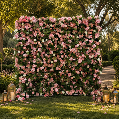 Dusty Rose and Cream Artificial Flower Wall Backdrop for Bridal Showers, Photo Booths and Events