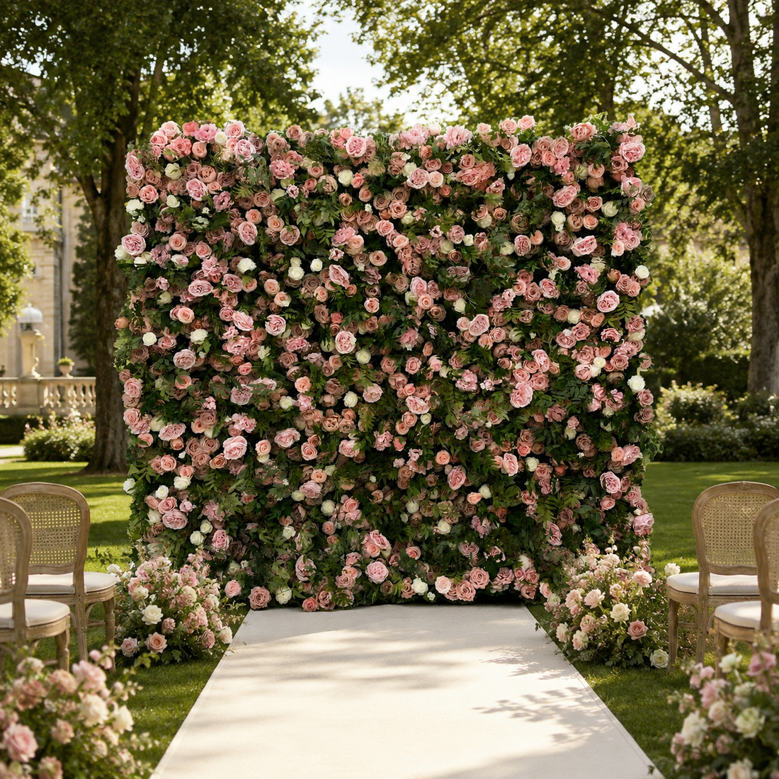 Dusty Rose and Cream Artificial Flower Wall Backdrop for Bridal Showers, Photo Booths and Events