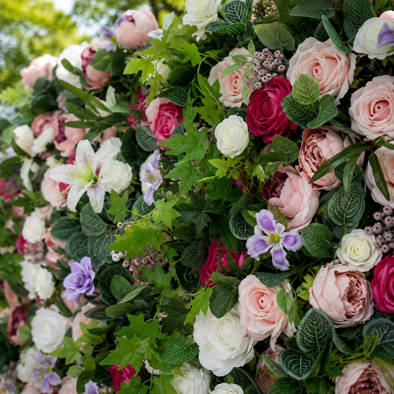 Garden Rose Greenery Artificial Flower Wall Backdrop for Weddings and Events
