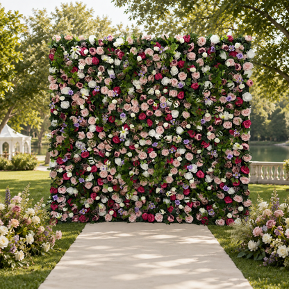 Garden Rose Greenery Artificial Flower Wall Backdrop for Weddings and Events