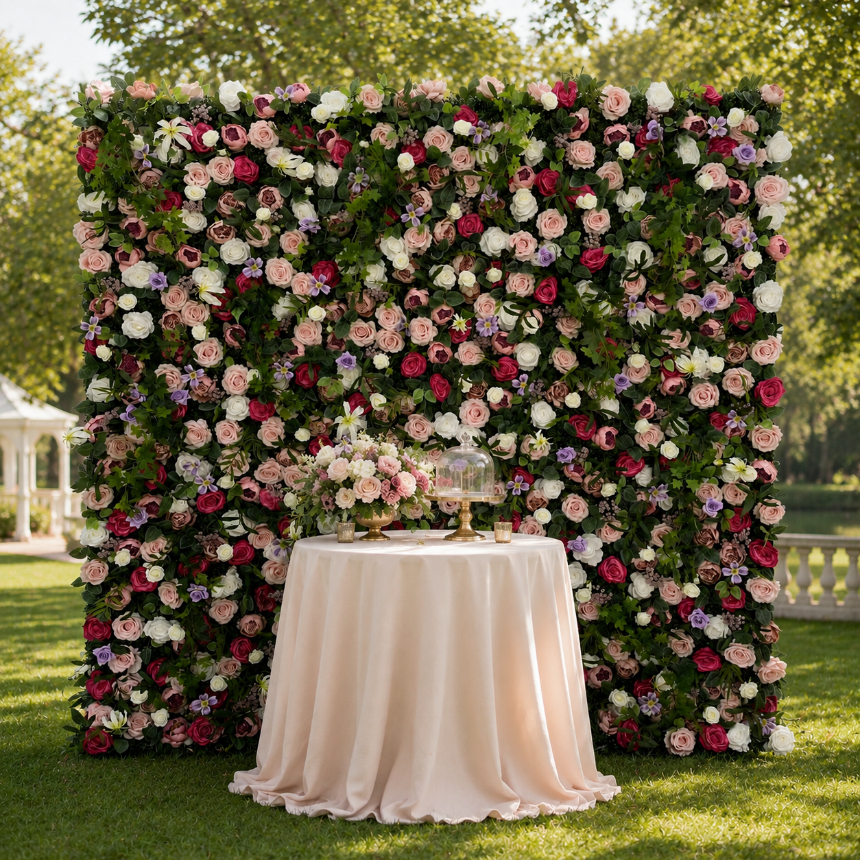 Garden Rose Greenery Artificial Flower Wall Backdrop for Weddings and Events