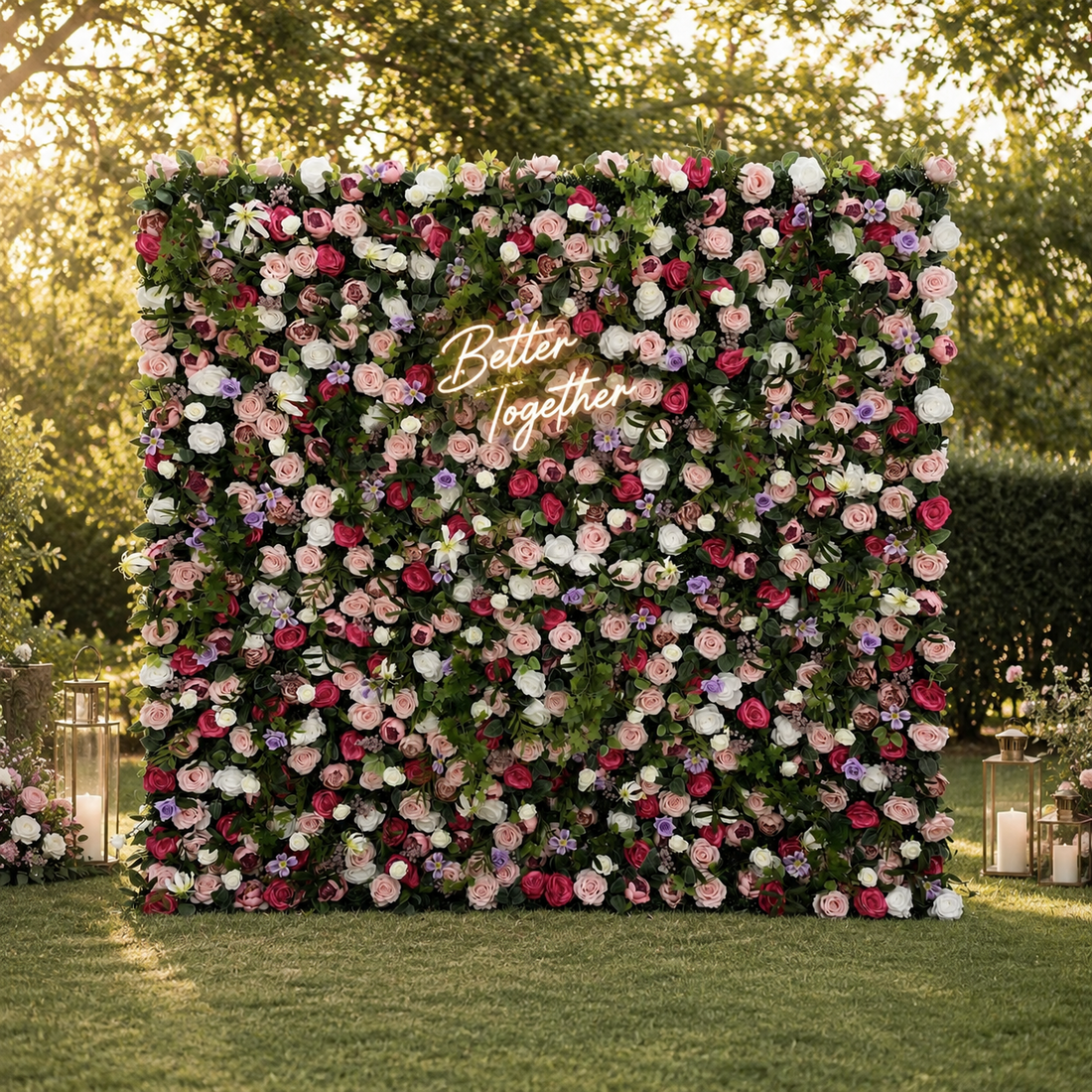 Garden Rose Greenery Artificial Flower Wall Backdrop for Weddings and Events