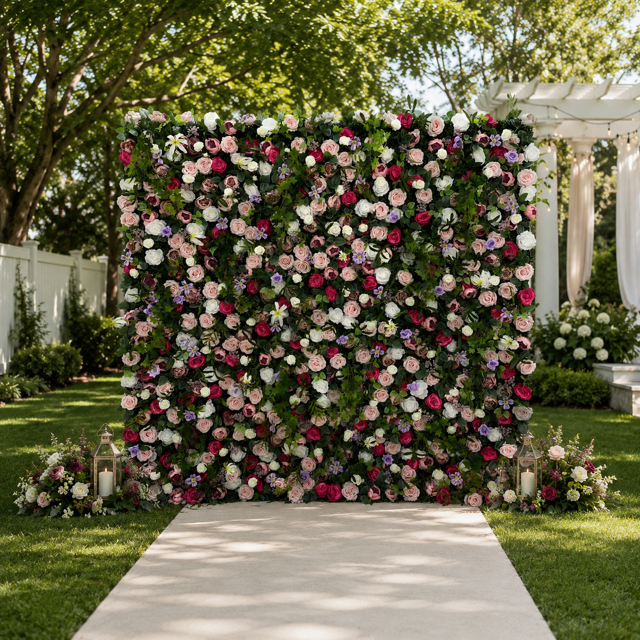 Garden Rose Greenery Artificial Flower Wall Backdrop for Weddings and Events