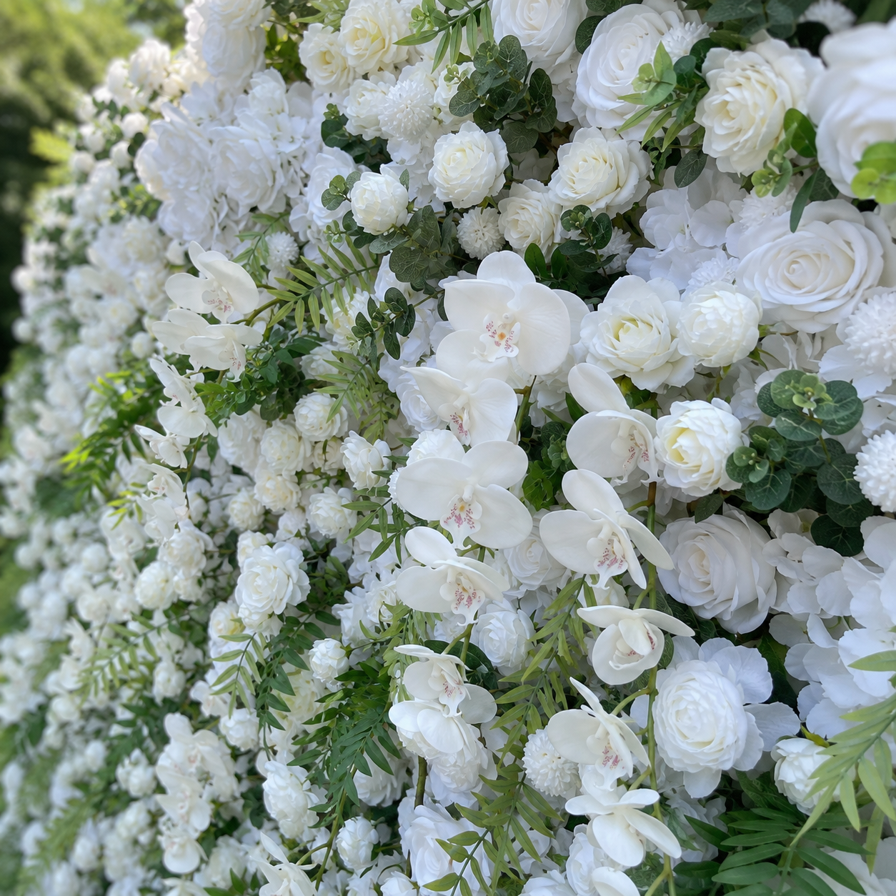 Ivory Rose White Artificial Flower Wall Backdrop for Garden Weddings and Events