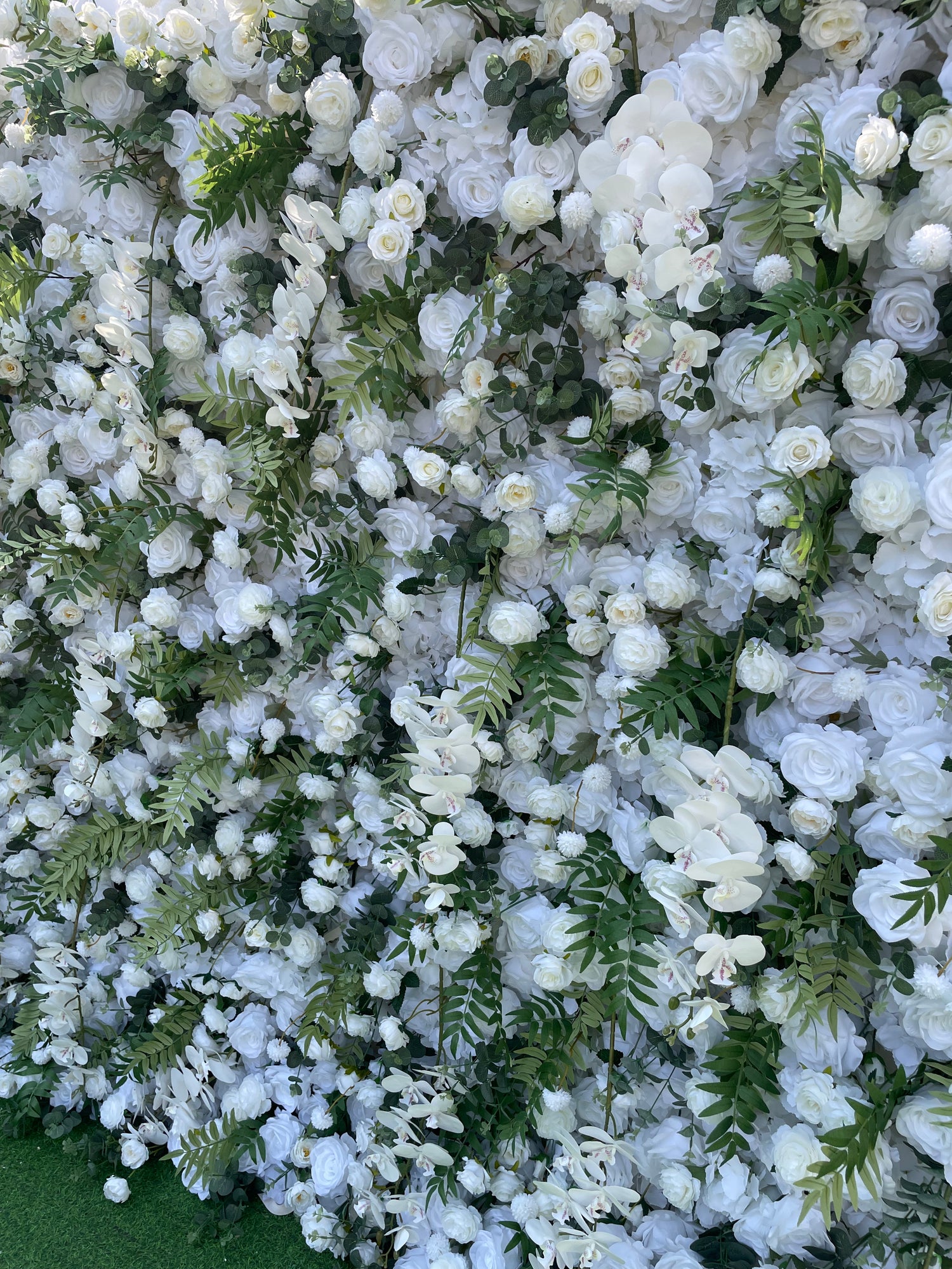 Ivory Rose White Artificial Flower Wall Backdrop for Garden Weddings and Events