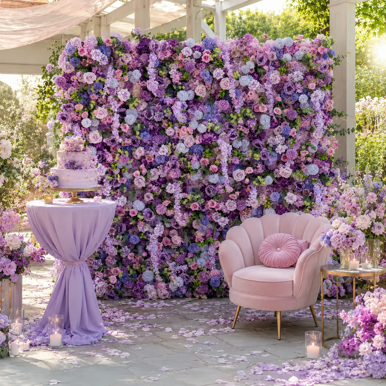 Lavender Garden Flower Wall Backdrop for Wedding Bridal Shower &amp; Garden Party