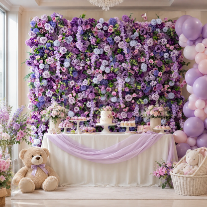 Lavender Garden Flower Wall Backdrop for Wedding Bridal Shower &amp; Garden Party