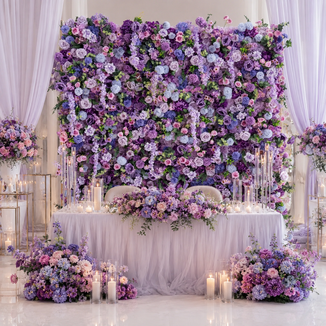 Lavender Garden Flower Wall Backdrop for Wedding Bridal Shower &amp; Garden Party