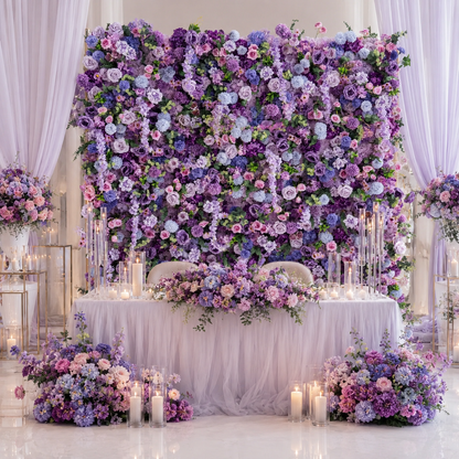 Lavender Garden Flower Wall Backdrop for Wedding Bridal Shower &amp; Garden Party