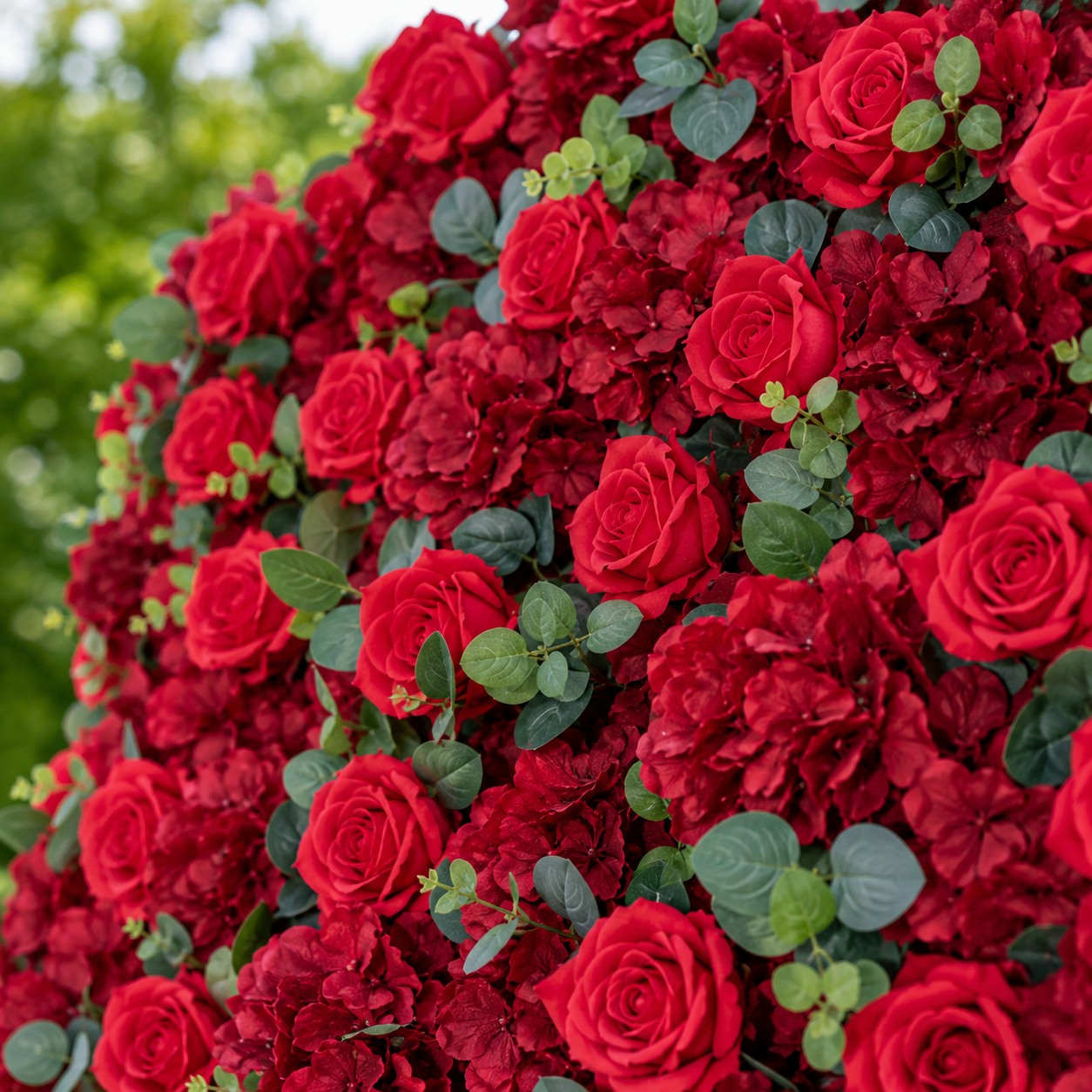 Ruby Classic Red Rose Flower Wall Backdrop for Weddings Valentine’s Day Christmas