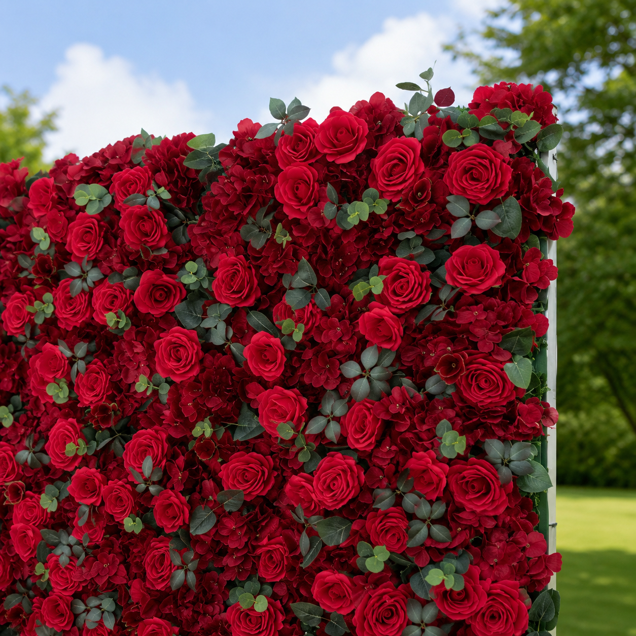 Ruby Classic Red Rose Flower Wall Backdrop for Weddings Valentine’s Day Christmas