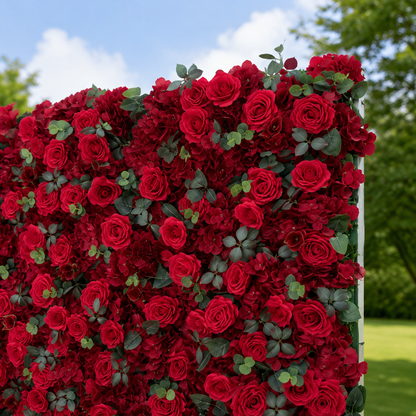 Ruby Classic Red Rose Flower Wall Backdrop for Weddings Valentine’s Day Christmas