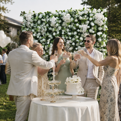 White Orchid Greenery Artificial Flower Wall Backdrop for Garden Weddings and Event Rentals