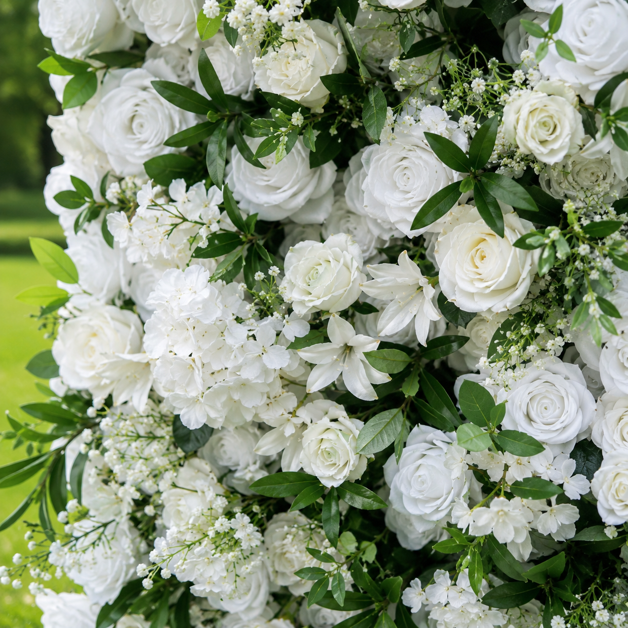 White Rose Greenery Artificial Flower Wall Backdrop for Weddings Baby Showers Birthday and Events