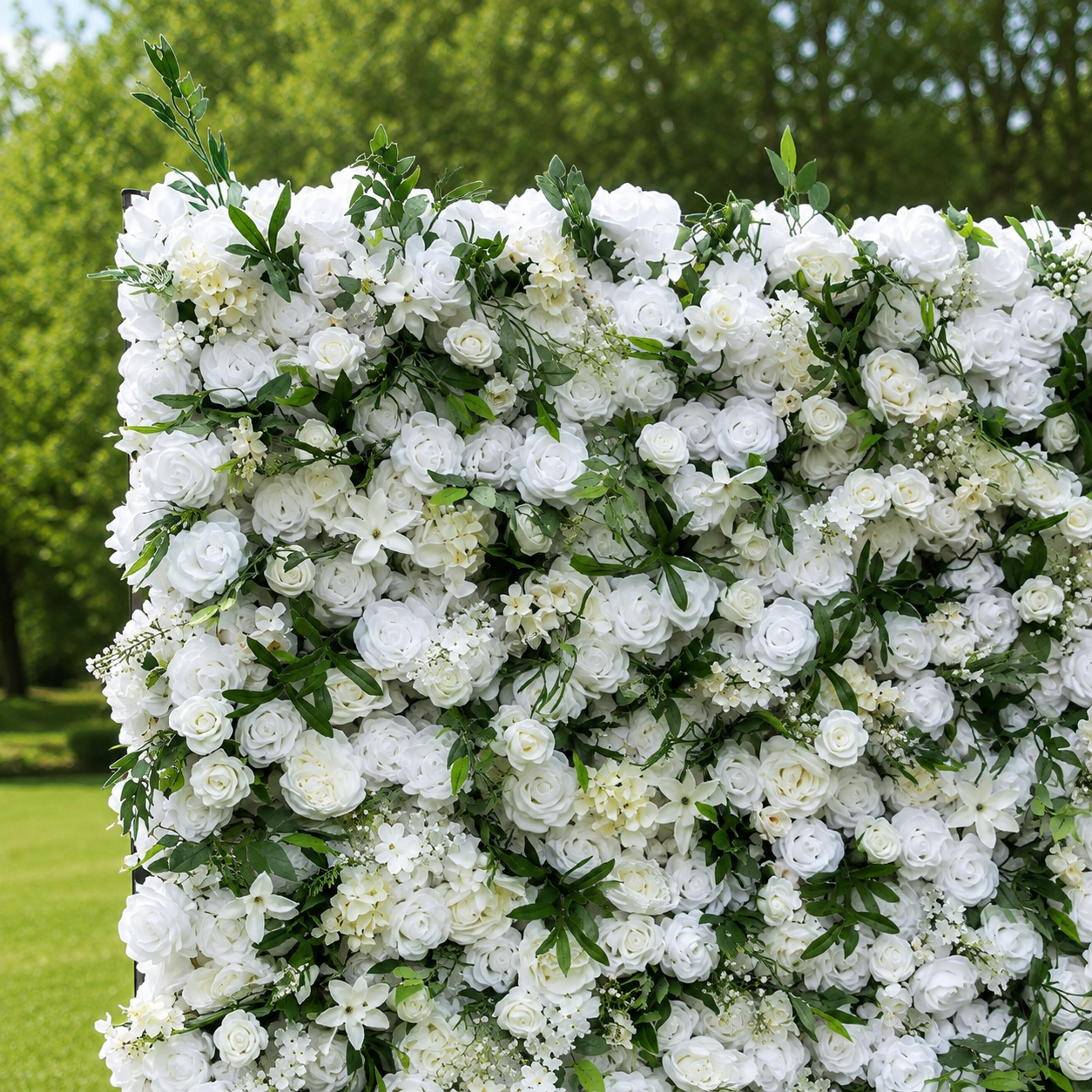 White Rose Greenery Artificial Flower Wall Backdrop for Weddings Baby Showers Birthday and Events