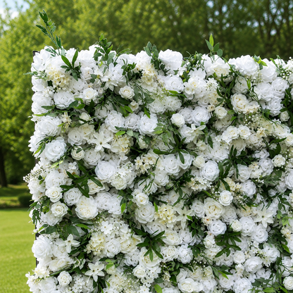 White Rose Greenery Artificial Flower Wall Backdrop for Weddings Baby Showers Birthday and Events