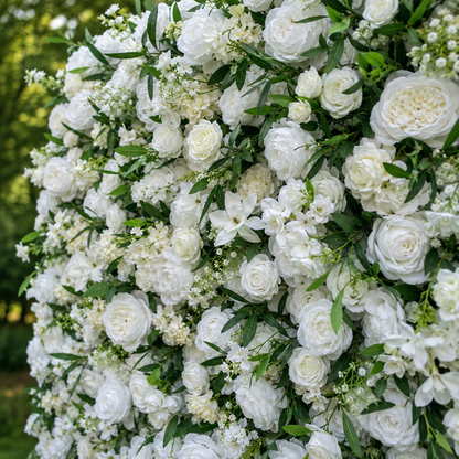 White Rose Greenery Artificial Flower Wall Backdrop for Weddings Baby Showers Birthday and Events