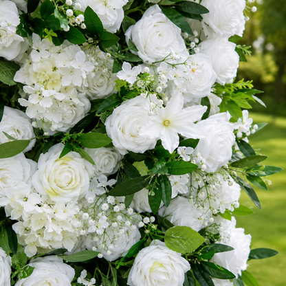 White Rose Greenery Artificial Flower Wall Backdrop for Weddings Baby Showers Birthday and Events