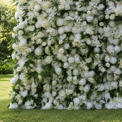 White Rose Greenery Artificial Flower Wall Backdrop for Weddings Baby Showers Birthday and Events