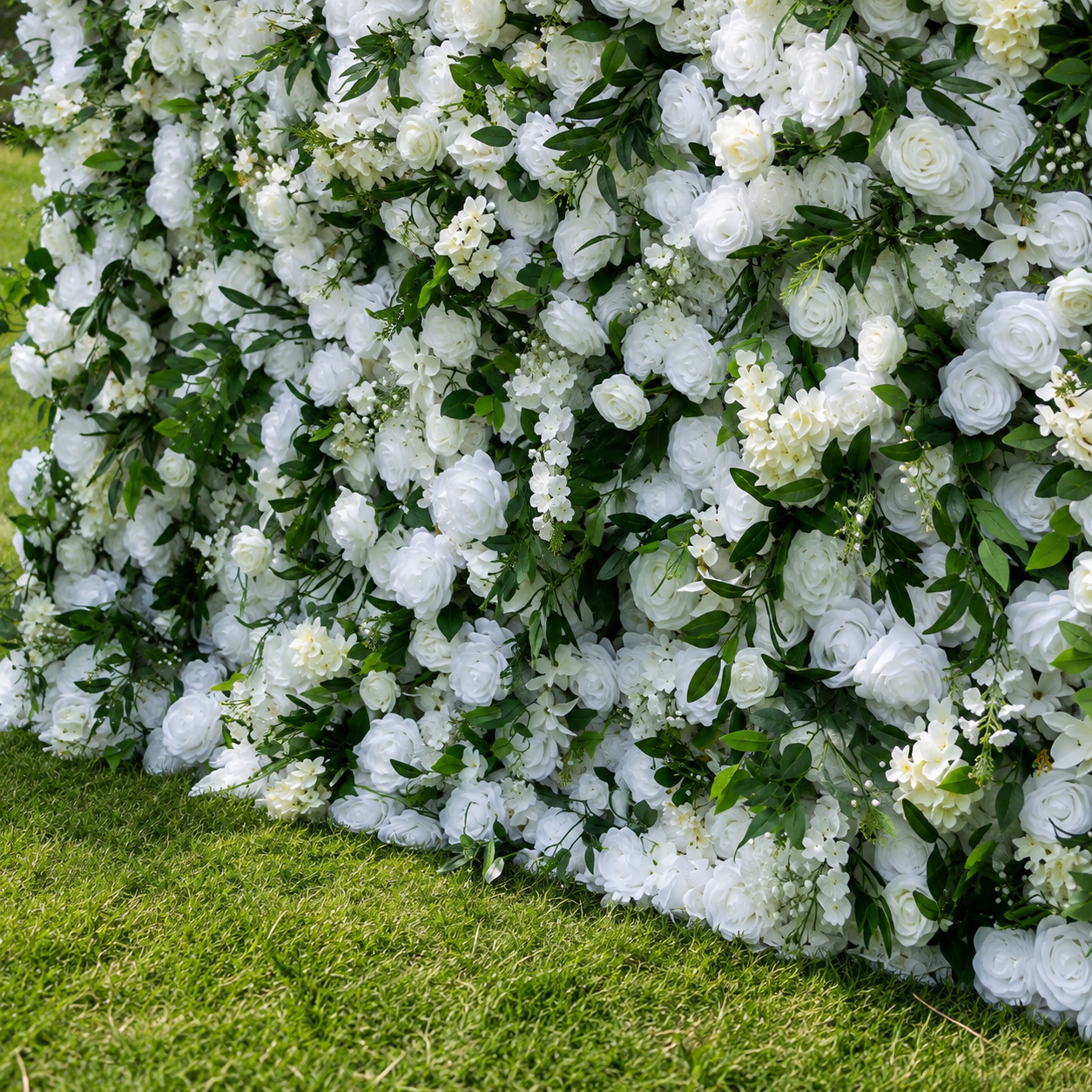 White Rose Greenery Artificial Flower Wall Backdrop for Weddings Baby Showers Birthday and Events